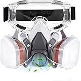 Atemschutzmaske, Halbmaske mit Filtern und Schutzbrille für Sprühfarbe, Staub,...