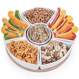 Dimono® Snacktablett Snack-Teller Serviertablett mit 6 Schalen aus Porzellan und...