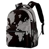 Laptop-Rucksack für Universität, sechseckig, Schwarz / Weiß, gestreift, mit großem...