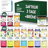 LiveFresh Saftkur 3 Tage + BIO Brühe – 21 Säfte (250ml) & 9 Shots (60ml)...