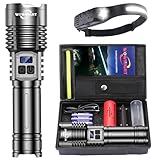 WOWNIGHT Taschenlampe LED Aufladbar 500000 Lumen, 2 Schalter LED Taschenlampe...