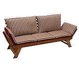 DEGAMO Garten - Liegesofa Tirol 202cm mit klappbaren Seitenlehnen, Eukalyptusholz, mit...