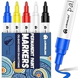 Aurobliss Permanent Marker Bunt 5 Lackstift, Wasserfeste Stifte für Glas, Kunststoff,...