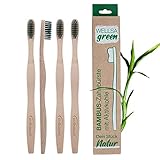 wellsamed wellsagreen 4er Pack Bambus Zahnbürsten mit weichen...