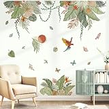decalmile Wandtattoo Boho Tropische Blätter Wandaufkleber Palme Blätter Retro Blumen...