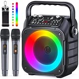 Wowstar Tragbare Karaoke Maschine mit 2 kabellose Mikrofone, Bluetooth...