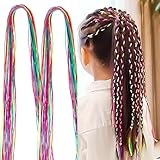 30 Stück Bunte Dreadlock Haarseile Haarsträhnen Mädchen Haarschmuck 82 cm...