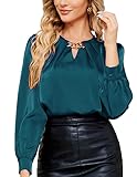 Seidenbluse Damen Oberteile，Langarm Blusemit Dekorativen Kette Festliche Blusen Elegant...