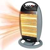 Infrarot Heizstrahler Elektrisch 3-Heizstufen 400/800/1200 Watt Quarz Halogen...