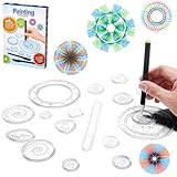 LEAZZLE Spiral Designer, 28 Stück Multifunktionales Spirograph Set,Spiral...