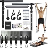 ALongSong Fitnessbänder Pilates Bar Set mit 6 Widerstandsbänder 30/40/50lbs, Resistance...