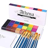 UCANBE Körperfarben Set 20 Farben mit 10 Pinseln, Athena Face Paint Hohe Farbwiedergabe,...