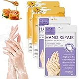 Handmaske 4 Paar Handpflege Handschuhe Feuchtigkeitsspendende mit Honig & Milch Handpflege...
