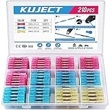 Kuject Stoßverbinder 210stk Kabelverbinder, Quetschverbinder Wasserdicht...
