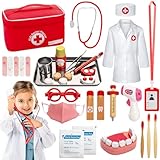 Sundaymot Arztkoffer Kinder Holz, Spielset Zahnarzt Holz mit Echt Stethoskop,...