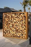 HOME DELUXE - Holzlager NANGA - 180x180x38 cm, wetterbeständig, edle Rostoptik...