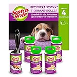 Scotch-Brite Pet Extra Sticky Fusselrolle für Tierhaare, 48 Blatt, 5 Rollen mit 1...