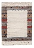 carpetfine Wollteppich Gabbeh Vida Beige 140x200 cm | Moderner Teppich für...