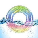 Viilich Aufblasbare Schwimmreifen,Regenbogen Pailletten...