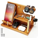 BELLE VOUS Hellbraune Docking Station Holz - Nachttisch Organizer - Für...