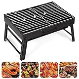 AGM Holzkohlegrill Picknickgrill Edelstahl Kleiner Grill Portable Campinggrill...