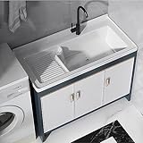 Waschtisch-Schrank mit Wasserhahn und Keramikspüle, freistehend, Allzweckspüle für...