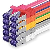 Cat.7 Netzwerkkabel Set 3m - 10-Farben - 10 Stück - Cat7 Patchkabel (SFTP PIMF...