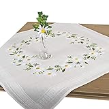 Stickpackung MARGERITENBLÜTEN, Tischdecken Set vorgezeichnet zum Sticken,...