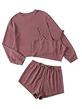 GORGLITTER Damen 3-teilige Set Loungewear Pyjama Sets mit Langarmshirt Camitop und Short...