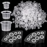 YESLUSY 300pcs Tattoo Farbkappen Cups, Tattoo-Tintenbecher mit 2 Cups Halterungen,...
