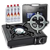 TruWare Camping Gaskocher mit Kartuschen 1-flammiger Campingkocher Edelstahl mit...