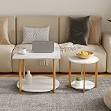 VOWNER Couchtisch, Wohnzimmertisch, Beistelltisch Holz, Rund Couchtisch, Beistelltisch...