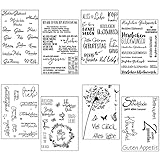 VEGCOO 8 Blätter Silikonstempel Set, Silikonstempel Vintage Geburtstag Deutsche...