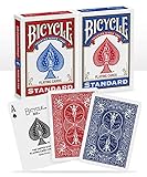 Bicycle 1001781 Kartendeck Standard 2er-Pack Rot & Blau Rommé-Karten, Pokerkarten,...