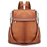 Kattee Damen Rucksack mit Diebstahlschutz Umhängetasche aus echtem Leder...