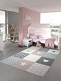 Teppich-Traum Kinderzimmer Teppich Spiel & Baby Teppich Herz Stern Punkte Design in Rosa...