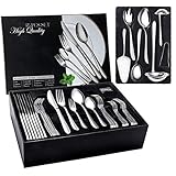 48 teiliges Besteck Set 8 Personen, Edelstahl Besteckset mit Servierbesteck,...