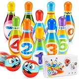 HOVIBU Bowling Set Kinder, 12 Stück Kegelspiel für Kinder mit 10 Kegel und 2...