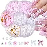 Nail Charms, Blumen Nagel Charms 3D Rosa Bogen Nail Art Dekoration,3D Acryl Blumen Nail...