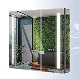 Tokvon® Cascade Bad Spiegelschrank Schwarz LED Badezimmer Spiegelschrank...