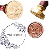 Moderner Wachsstempel-Set mit Blumenrahmen, Familiennamen, Wachsstempel, Siegel-Set,...