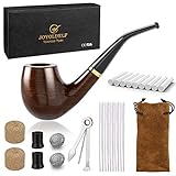 DIMJ Holz Tabak Pfeifen Set - Gebogen Ebenholz Pfeife mit Geschenkbox,...