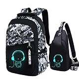 Asge Schulrucksack Jungen Mädchen Teenager Rucksack Groß Schulranzen...