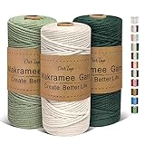 OurTop Premium Makramee Garn 3er Set, 3mm x 100m Macrame Cord Makramee Schnur Makramee...