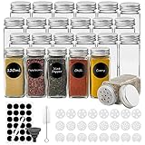 Withosent Gewürzgläser Eckig 24er Set, 120ml Gewürzdosen Glas Gewürzstreuer mit...