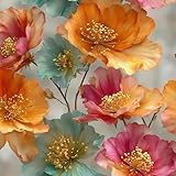 Tapete Selbstklebende Fototapete Wandpapier 44x200 cm Bunte Blumen Dekorfolie Möbelfolie...