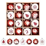 Amteker Weihnachtskugeln Kunststoff Set, 16 Stücke 6CM Christbaumkugeln Deko...