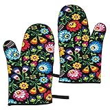 Lanyanlei Ofenhandschuhe für die Küche, lang, Mikrowellen-Ofenhandschuhe, polnisch,...