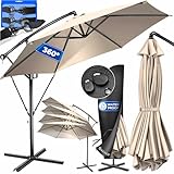 KESSER® Alu Ampelschirm Sonnenschirm + Abdeckung Ø300 cm & Kurbelvorrichtung...