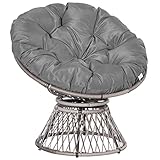 Outsunny Papasansessel Korbsessel Sessel mit Polster 360 Grad Rattan Grau B87 x...